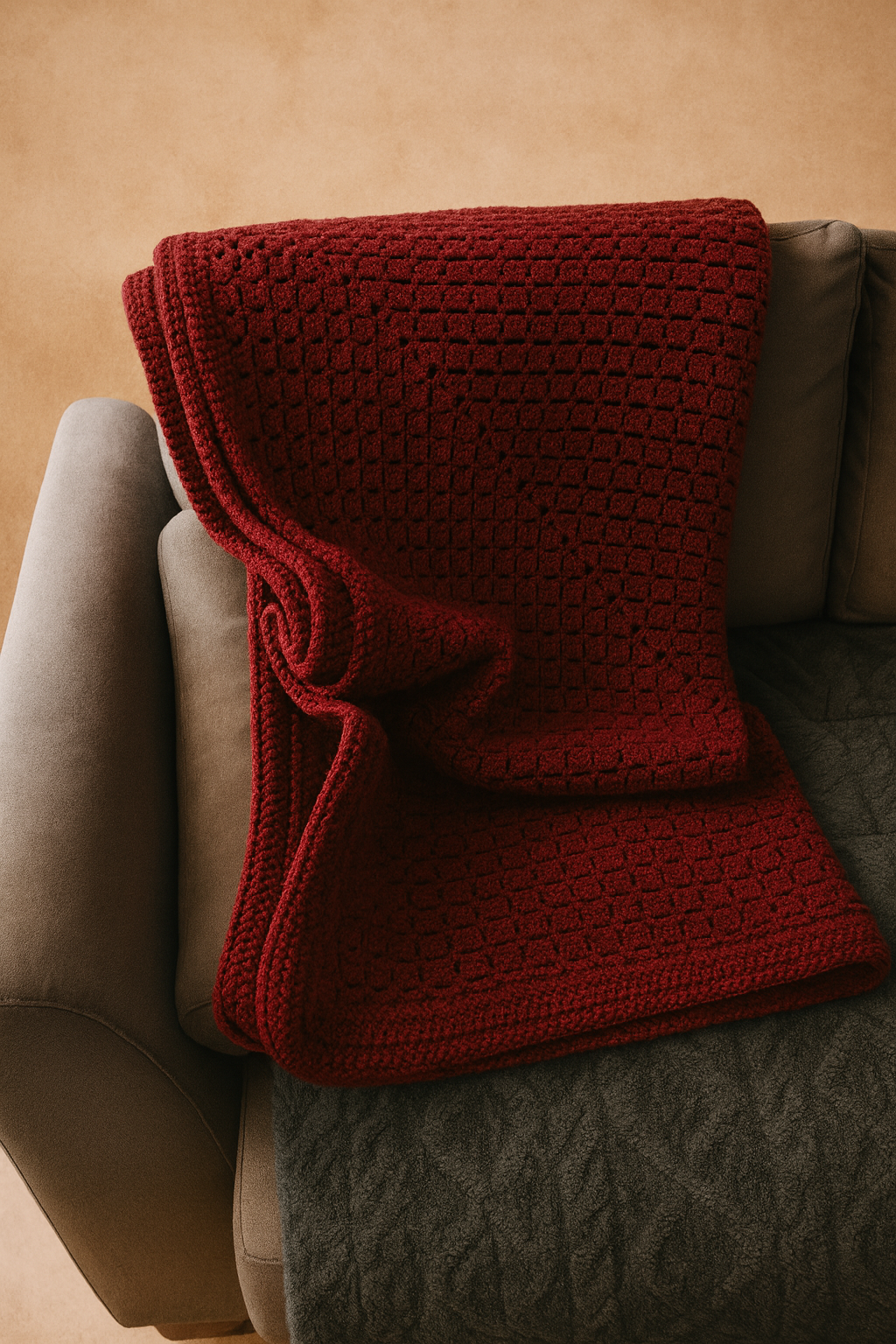 Plaid granny tout confort rouge Bordeaux